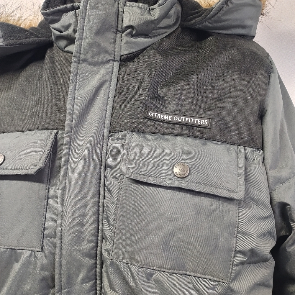 iXtreme Outfitters Hooded Charcoal Grey Oxford Parka Jacket Coat Big Boy's Sz 18 - Picture 4 of 8